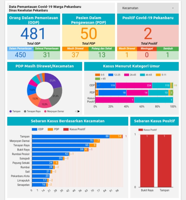 ODP Corona di Pekanbaru Capai 481 Orang, PDP 50 dan 2 Positif